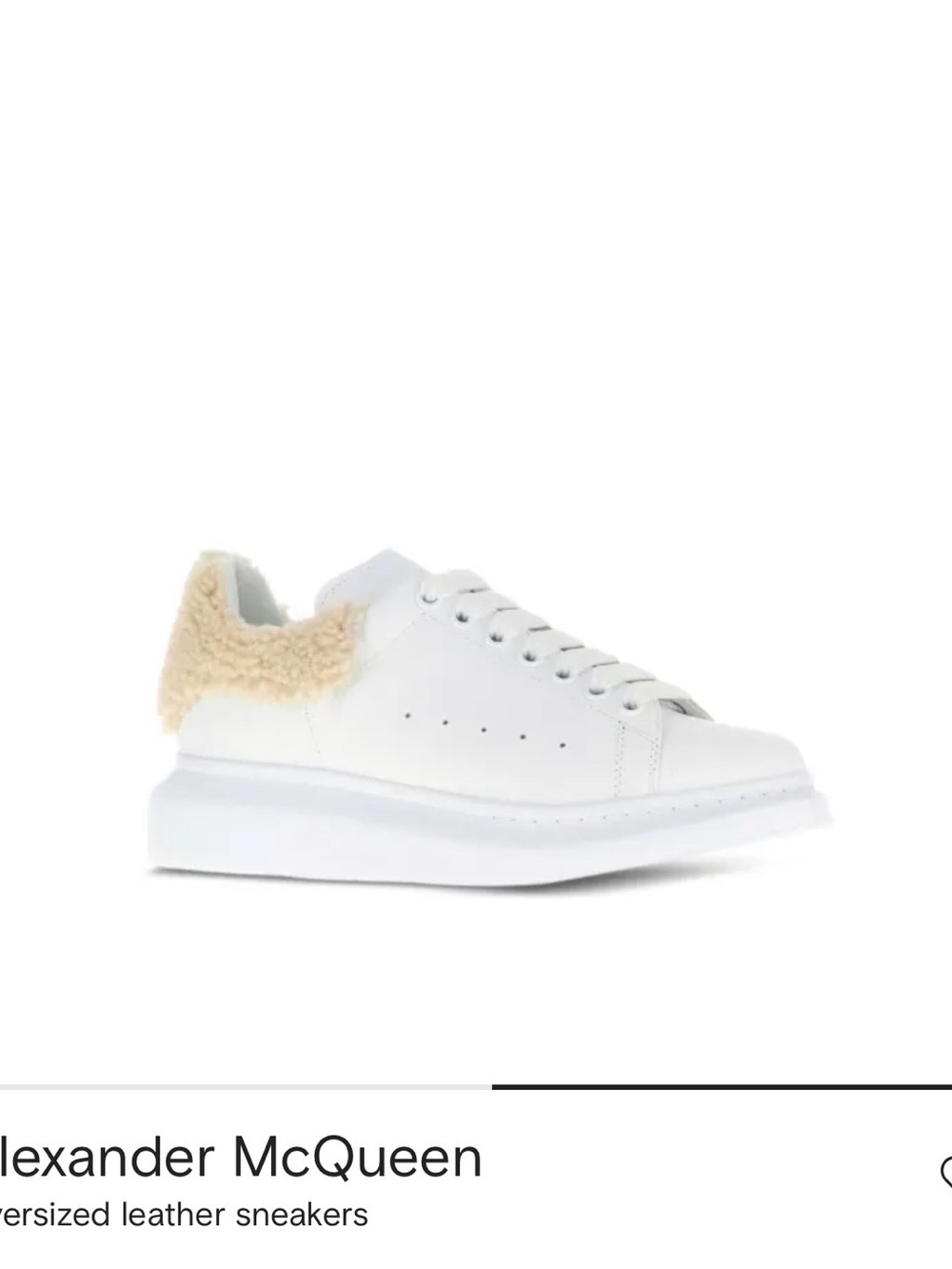 Alexander McQueen White Leather Sneaker with Beige Shearling Heel